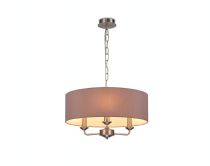 DK0068  Banyan 45cm 3 Light Pendant Satin Nickel, Taupe/Halo Gold